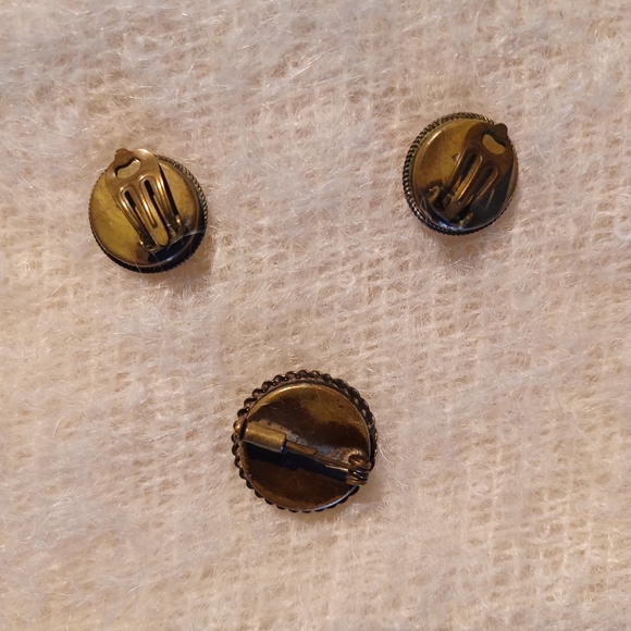 Italian mosaic vintage errings and brooch - Picture 2 of 4